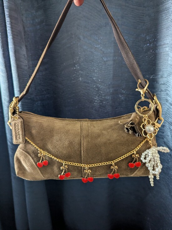 Coach Handbags - vintage Coach Hamptons Demi Suede Baguette Bag